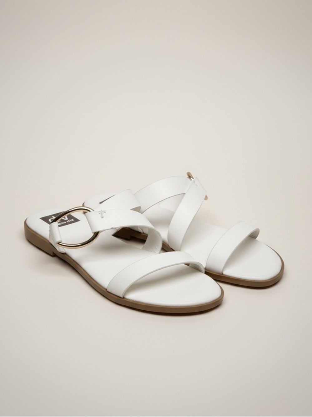 DV by Dolce Vita | Slide Sandals with Gold Ring Detail | White | Size 8